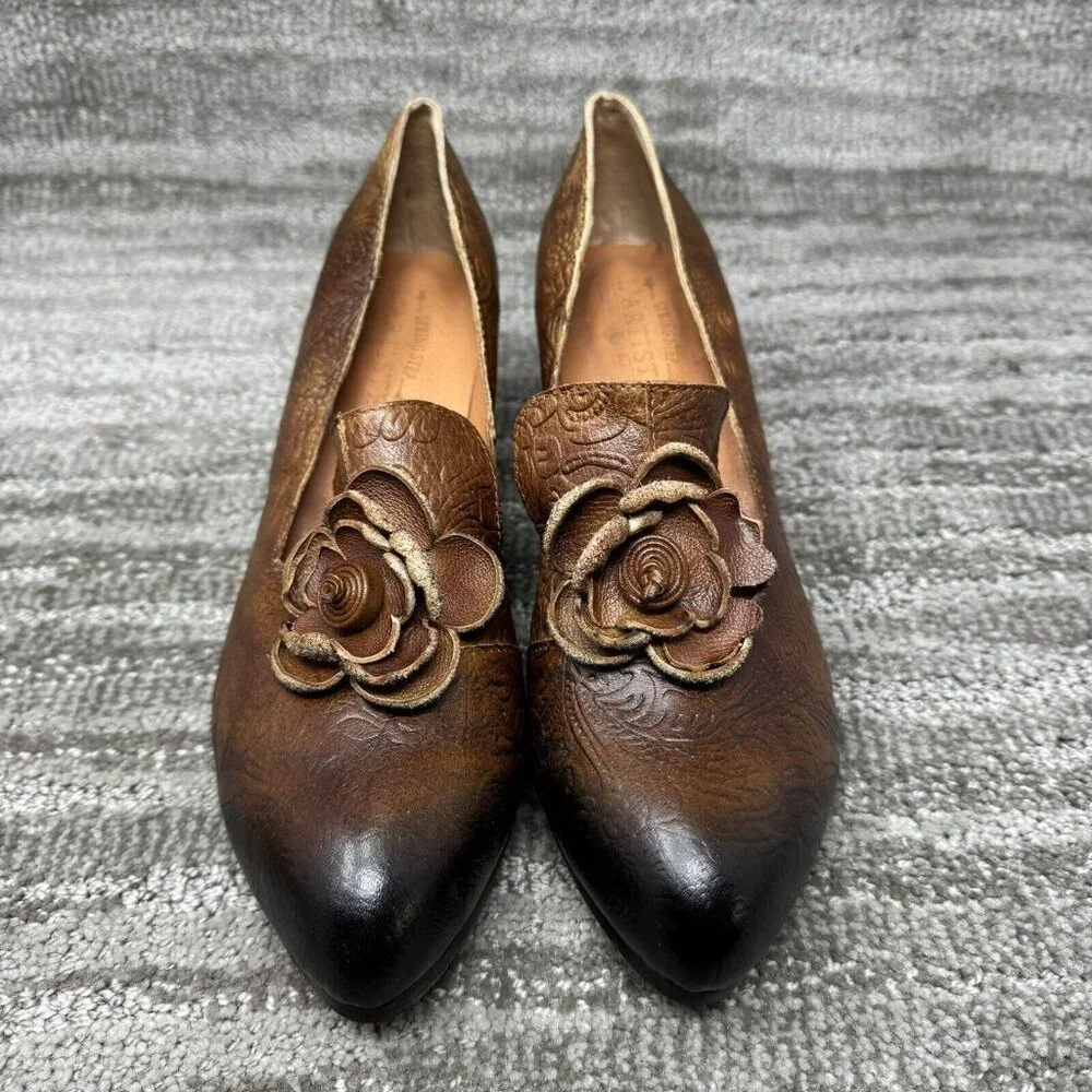 Spring Step L'Artiste Noora sz 11 Women's Pump style shoes Floral Design Brown